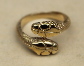 Dual Face Snake Ring, Silver Snake Ring, Wrap Around Ring, Open Snake ring, Gold Snake Ring, Spiral Ring, Animal Ring