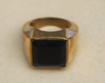 Black Tourmaline Ring, Mens Rings, Bronze Rings. birthday gifts for him, Vintage Rings, Black gemstone ring,