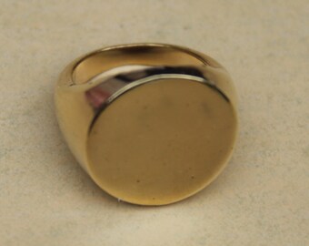 Round Flat Top Bar Ring, Round Signet ring, chunky rings, Minimalist Statement ring, Geometric Ring, Brass ring,