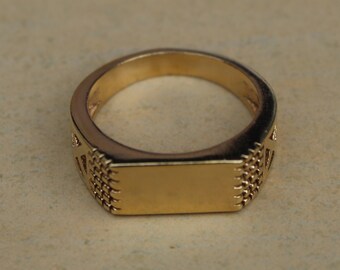 Bronze Rectangular Flat Bar Signet ring, Woman ring, Signet Silver ring, Chunky Ring. Signet Rings, men Signet ring, gifts for mother