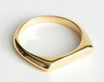 Rectangular Flat Top Bar Ring, Hexagon Signet ring, chunky Ring, Minimalist Stacking ring, Geometric Ring, Statement ring