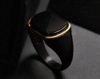 Man Black Obsidian ring, Pinky ring, birthday gifts for Him, Men Signet Rings, Black obsidian draws out Mental Stress and Tension ,
