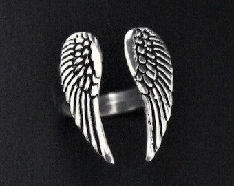 Angel Feather Ring, Women Rings, Solid 925 Sterling Silver Rings. Adjustable Women ring, art deco Ring