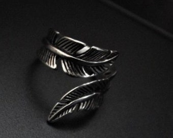 Feather ring, Angle Wing Ring, Vintage Feather rings, Man Pinky rings, Solid Sterling Silver ring, Birthday Gifts for women