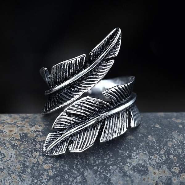 Silver Feather ring Leaf ring, Wrap Around ring, Feather ring, Boho ring. Sterling Silver Feather rng, Gift for Her, Bohemian Rings