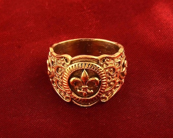 Fleur de lys-zegelring, Frans-Europese lelieringen, sterlingzilveren ring, fleur de lis-bandringen, ringen voor hem