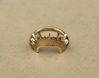 Anello Rising Sun - Anelli delicati in oro - Anello Sunray Design, Anello Spike - Anello impilabile - Anello alla moda - Anello celeste - Anello minimalista