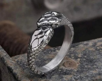 Anel de cobra ajustável, anel feminino envolvente, anel de cobra aberto, anel de cobra de prata esterlina* Anel de cobra de ouro * Anel espiral, anel de animal