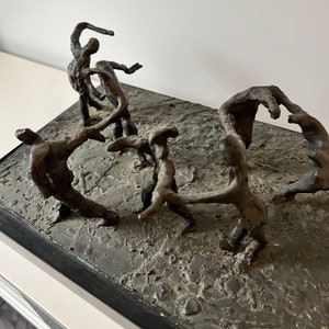 Abstract Brutalist Bronze Sculpture Titled GAMES
