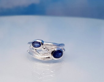 Ring kyanite faceted silver