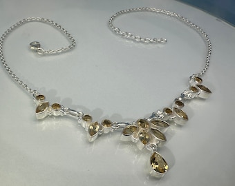 Citrine necklace faceted 925 silver