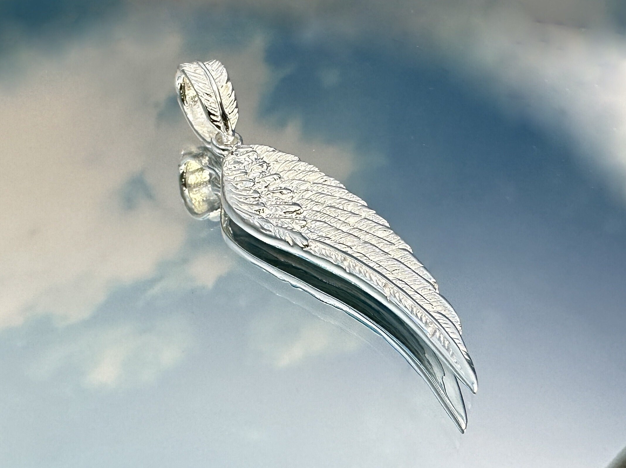 Angel wing pendant 925 silver rhodium-plated