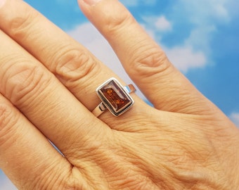 Ring amber 925 silver