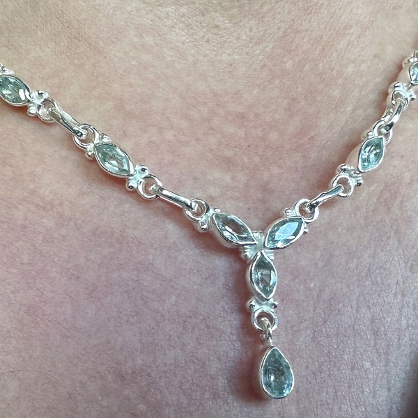 Collier topaze facettée en argent massif