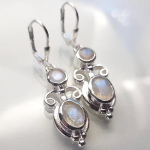 Earrings moonstone hanging boho 925 silver