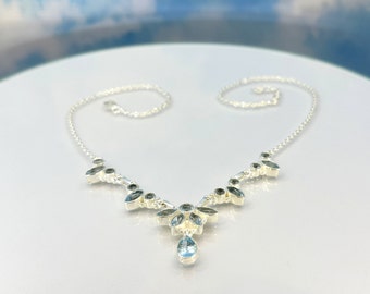 Chain Topaz necklace faceted 925 silver