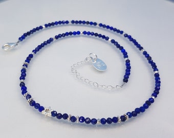 Lapis Lazuli necklace faceted 925 silver