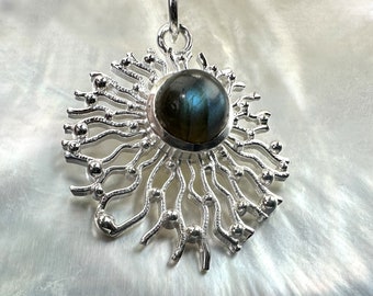 Kette incl. Anhänger Labradorit Silber