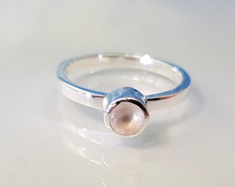 Rose Quartz Ring • Rose Quartz • 925 Silver • Stacking Ring • October Birthstone Ring • Combination Ring