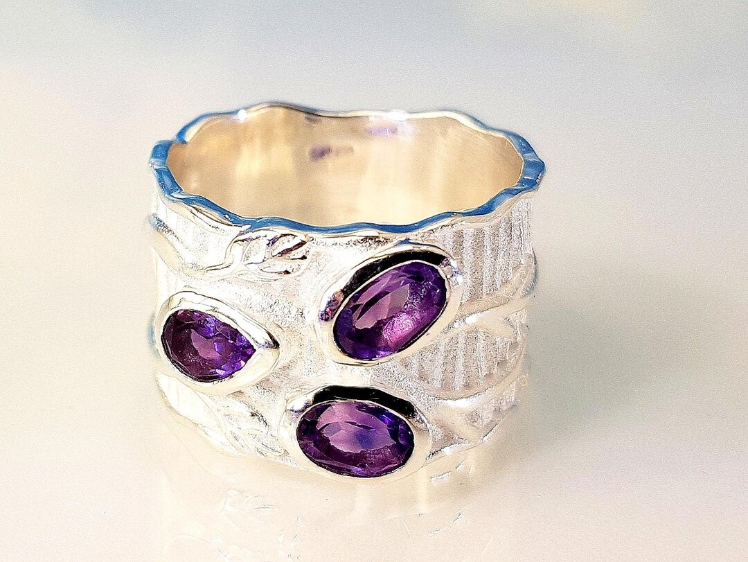 Bague Améthyste Argent 925 - Bijou Pierres Précieuses Neuf Avec étiquettes