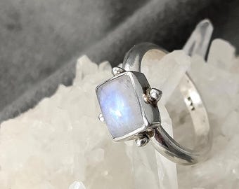 Anillo Piedra Lunar talla 16.5DE cuadrado plata 925
