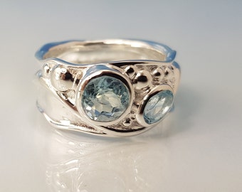 Ring topaz faceted sterling silver