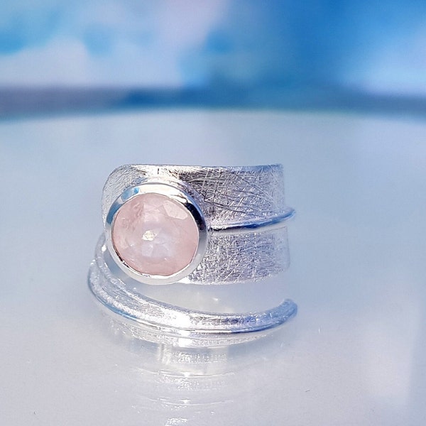 Ring rozenkwarts gefacetteerd sterling zilver