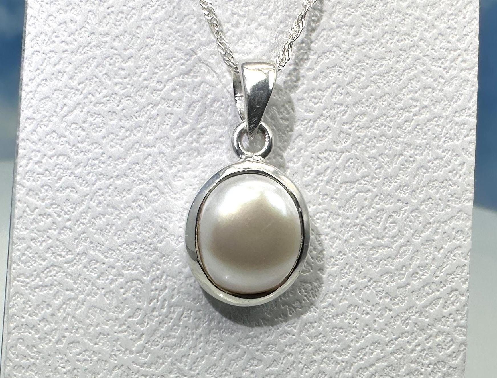 ネックレス・ペンダント murmur [925silver]Petit oval pearl necklace Pendant Real Pearl Oval 925 Silver - Etsy
