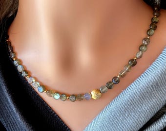 Kette Labradorit 925 Silber vergoldet