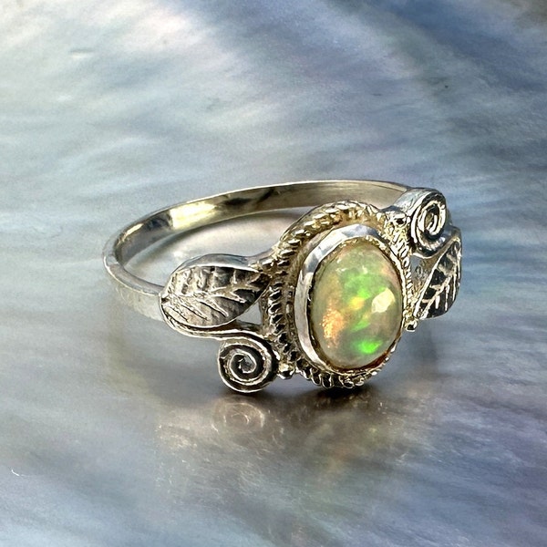 Silver Opal Ring - Etsy