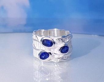 Ring kyanite faceted sterling silver