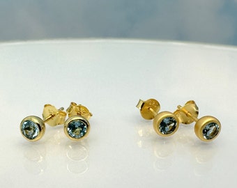 Earrings blue topaz gold