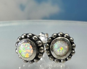 Opal stud earrings, 925 silver