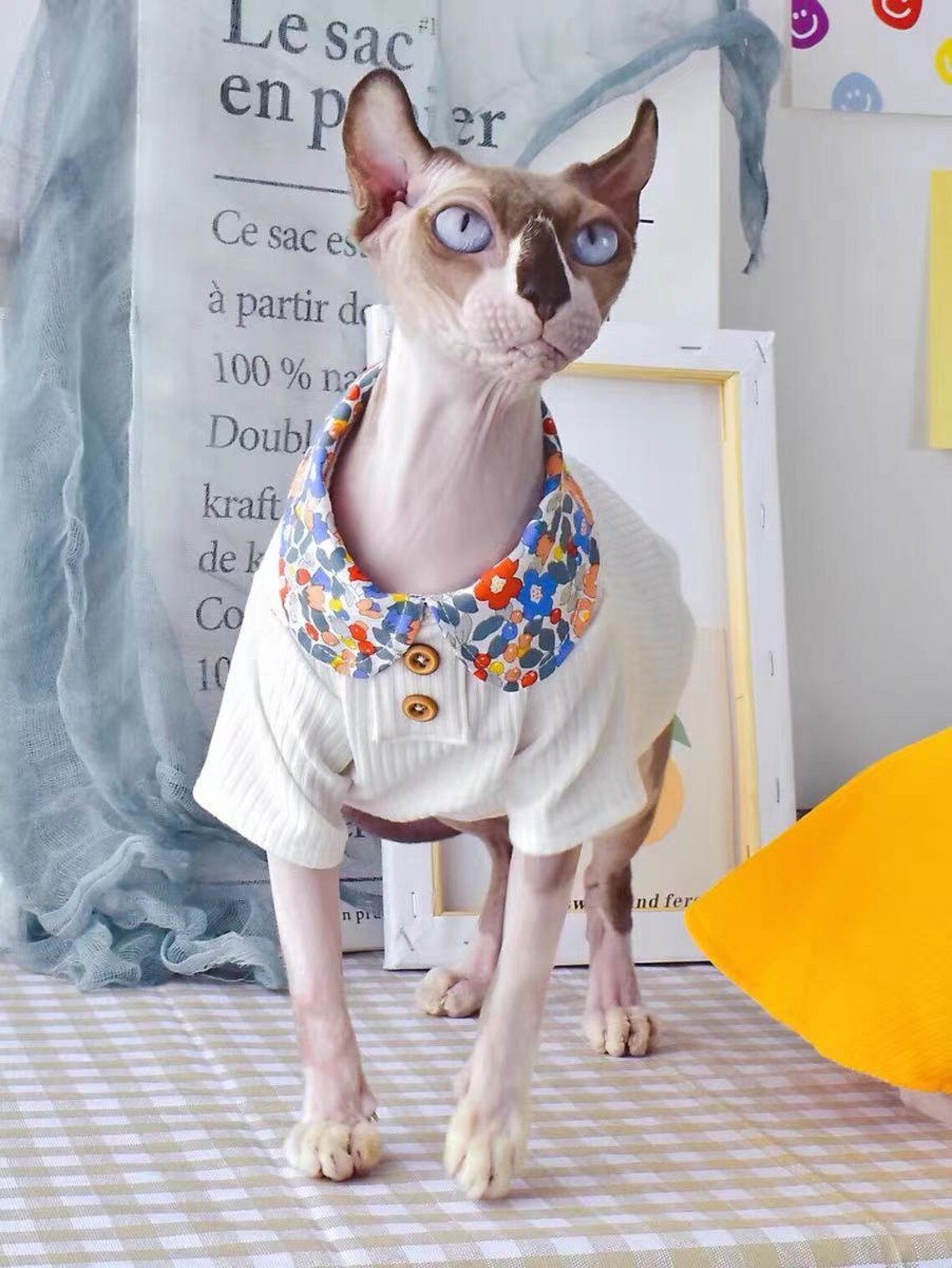 Sphynx cat Floral collar summer thin section for hairless cat Etsy 日本