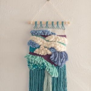 Classic Woven Wall Hanging | Pastel Color Woven Tapestry | Beachwood Hanging Fiber Wall Art | Textural Woven Wall Decor