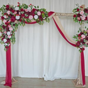 Burgundy Blush Arch Rectangle Flowers Arrangement Archway Flower Corner Swag Party Blush Wedding Backdrop Fall Wedding Events Decor