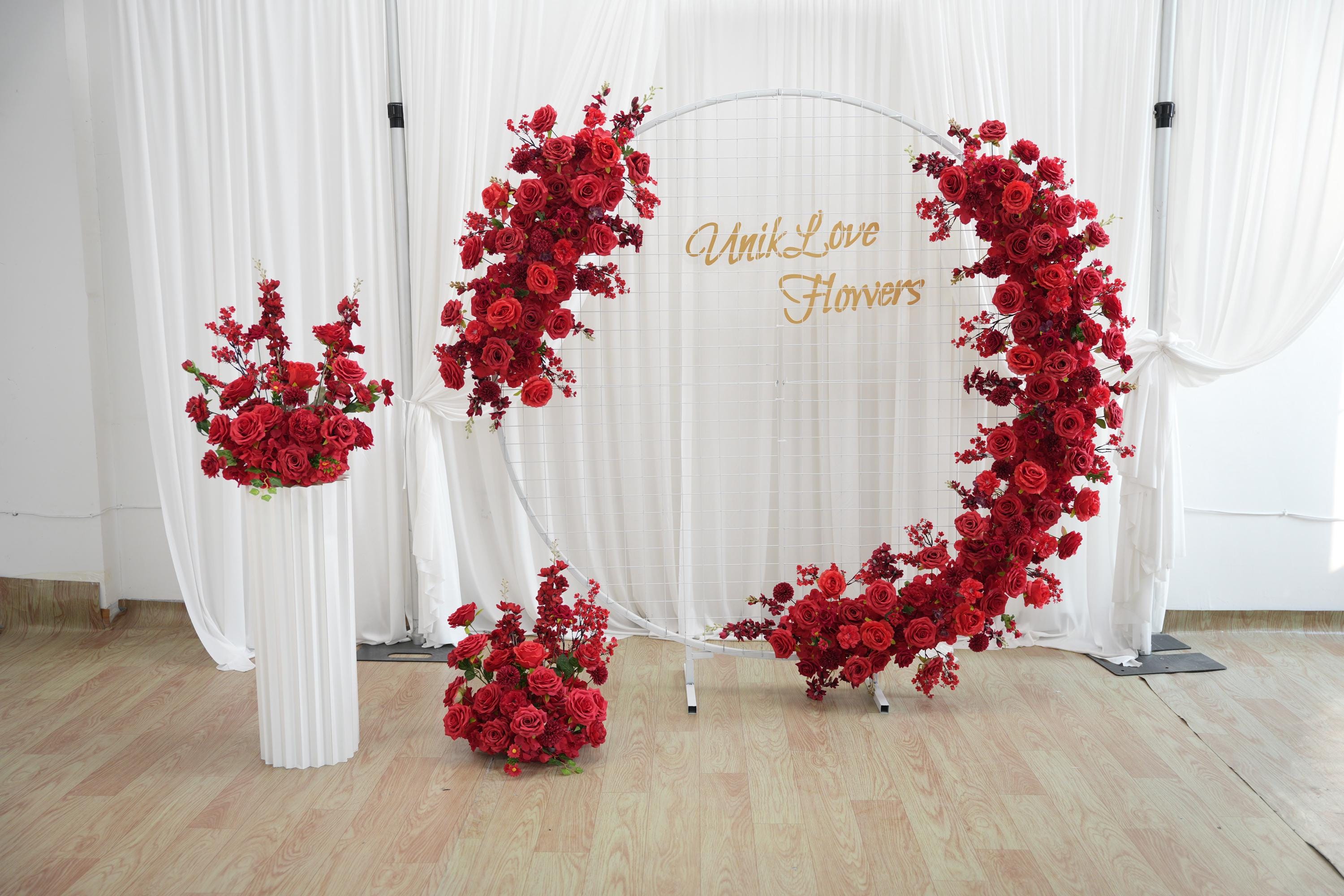 Red Silk Rose Arch Backdrop: Wedding Table Decor, Flowers in Red Flower ...