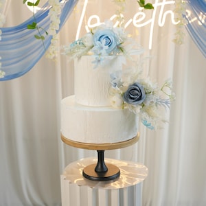 Topper per torta nuziale rustico azzurro: decorazione floreale boho