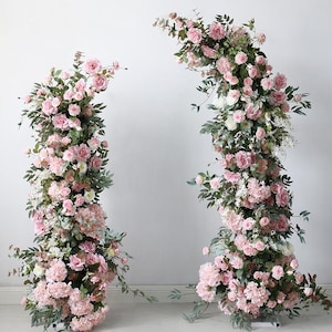 Blush Hortensie Blumen Hörner rosa Rosen Bogen Blumen für die Hochzeit, Hochzeitssäule Blumen Hochzeit Hintergrund Laubenblumen