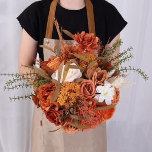 Rust Orange Bridal Bouquet Burnt Orange Terracotta Wedding Flowers Bridal Bouquet Orange Bridal Bridesmaid Bouquet Fall Rustic Silk Flower