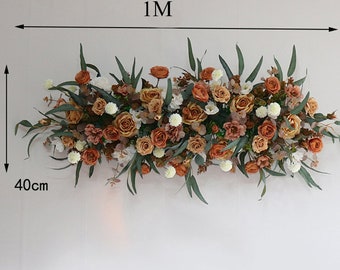 Burnt Orange Wedding Flower Arch Arrangement Toffee Floral Arrangement Archway Terracotta Wedding Corner Swag Wedding Backdrop Aisle Flower