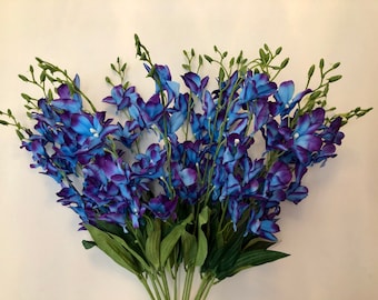 Handmade Galaxy Orchid Stems: Purple Blue Island Decor (25.6 inches)