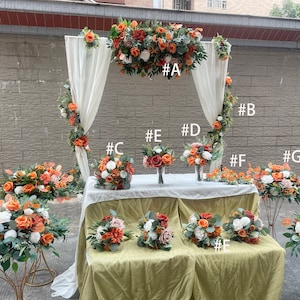Customized Orange Bouquets Fall Wedding Bouquet Burnt Orange Bridal Bouquet with Willow Greenery , Support Customised Order