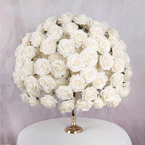 Ivory White Silk Roses Ball Centerpiece Wedding Floral Centerpiece Flower Ball For Party Event Bridal Shower Home Salon Table Decors