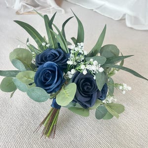 Navy Blue Bridal Bouquet Blue Wedding Bouquet Spring Bouquet Bridesmaid Flowers Deep Blue Wedding Flower Boho Wedding Bridal Bouquet