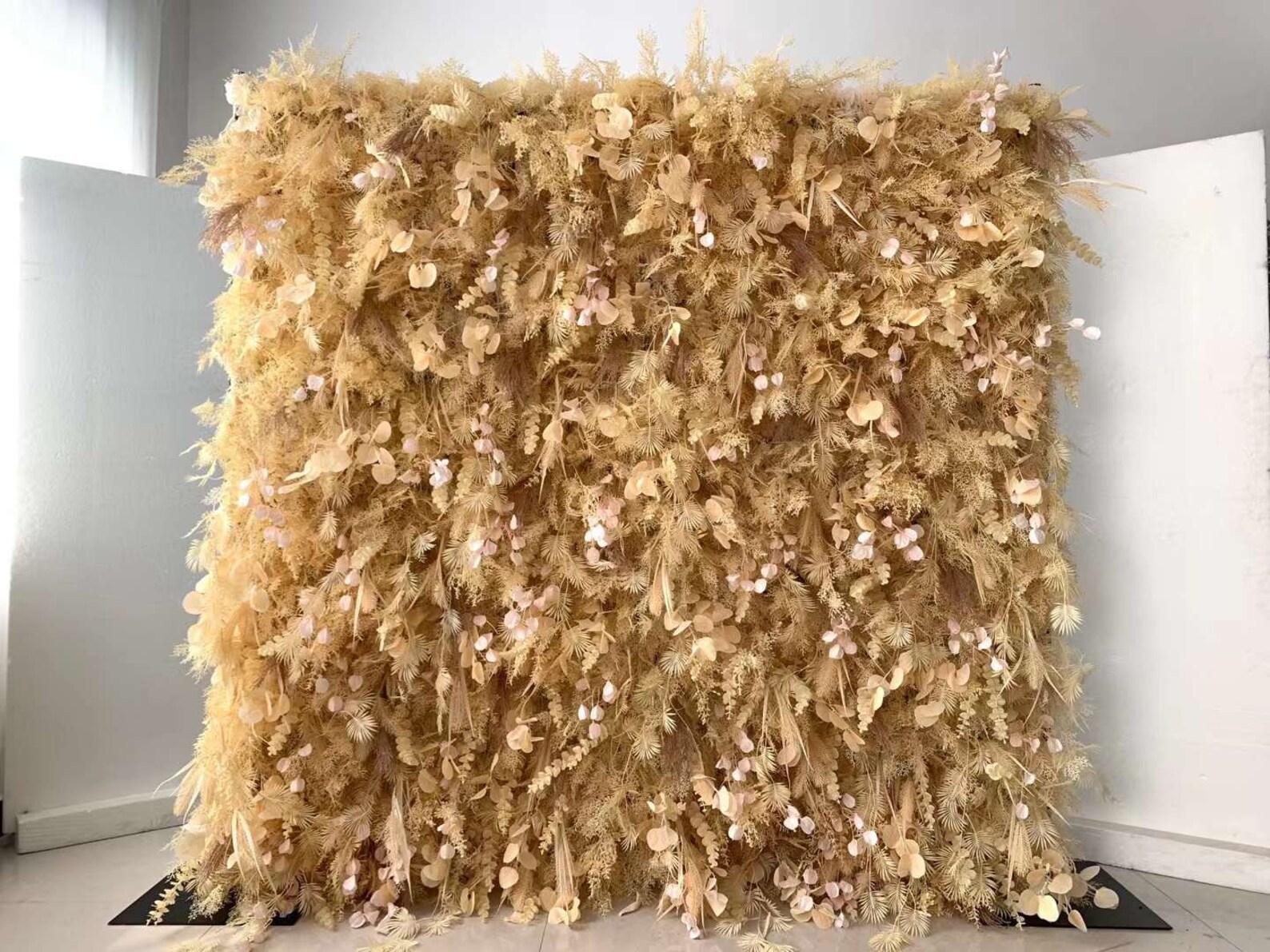 Easy to Hang Champagne Plastic Flower Wall 3D Wall for Party Wedding