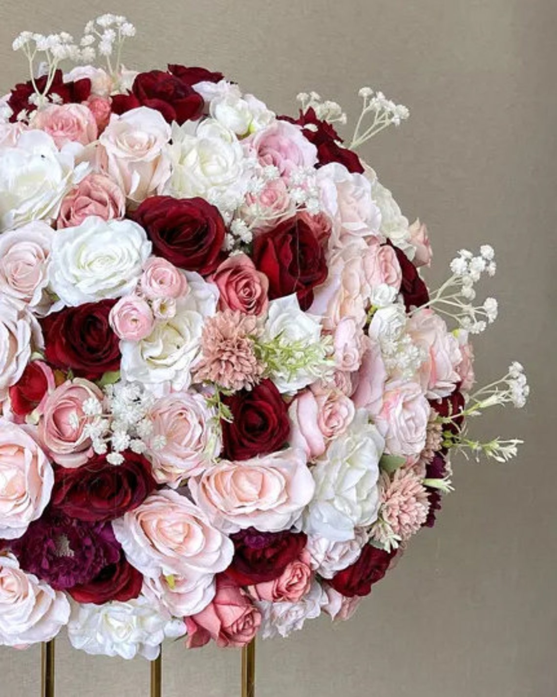 1pcs Burgundy Flowers Ball Blush Pink Flowers Centerpieces Blush Silk