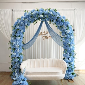 Blue Hydrangea Wedding Arch Flowers: Baby Blue Roses Arrangement