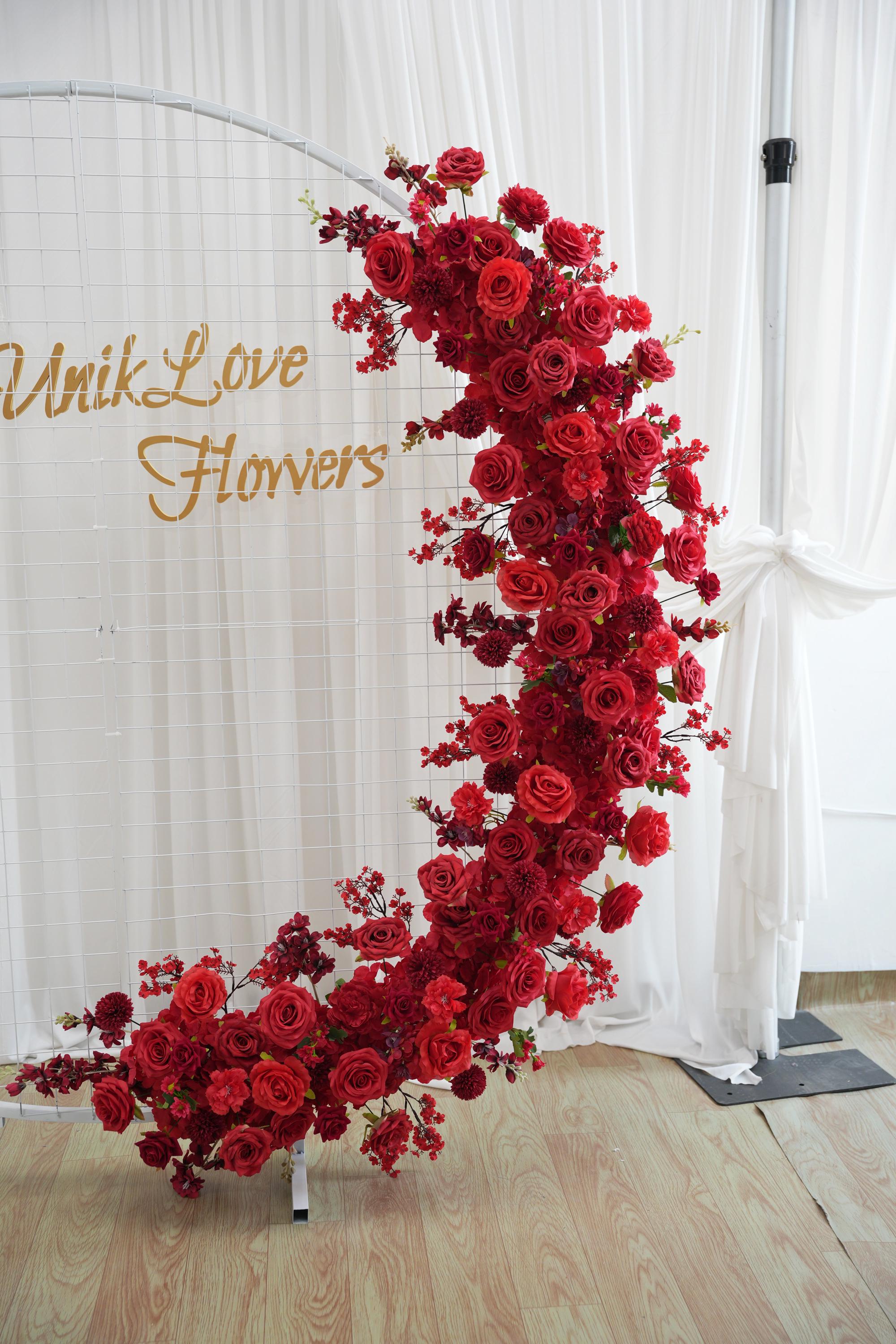 Red Silk Rose Arch Backdrop: Wedding Table Decor, Flowers in Red Flower ...