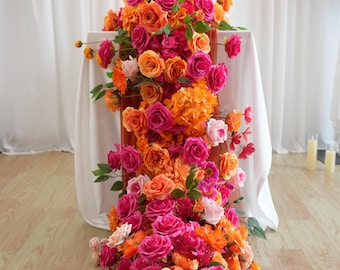 Hot Pink & Orange Floral Table Runner: Wedding Arch Arrangement - Etsy